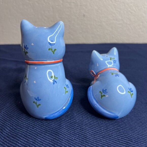 VTG Otagiri Ceramic Blue Cat Salt & Pepper Shaker Set ~ NO CORKS - READ - Picture 5 of 13